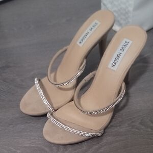 Steve Madden Beige Heels with Sparkling Straps